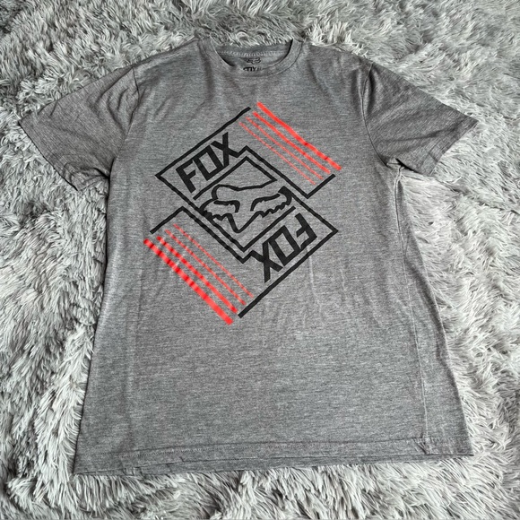 Fox Racing Tshirt Mens Medium Tech Trudri Premium Fit Gray Shirt Short Sleeve - Picture 1 of 7